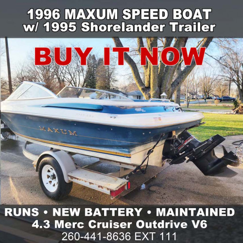 BUY IT NOW - 1996 Maxum Speed Boat w/ 1995 Shorelander Trailer